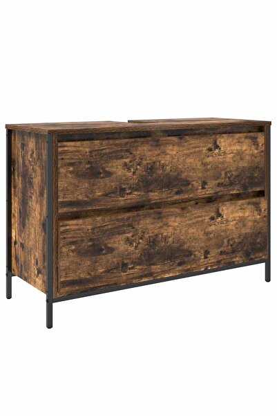 vidaxl Dulap pentru baie cu sertare stejar afumat 90x34,5x60 cm