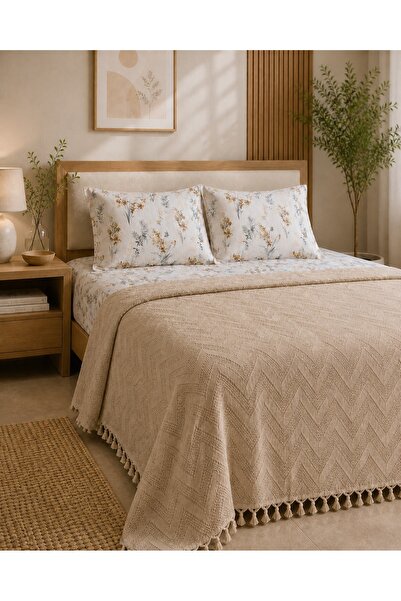 Bikaya Home Set de lenjerie de pat dublă Elit Jacquard |   Textură moale |   ...