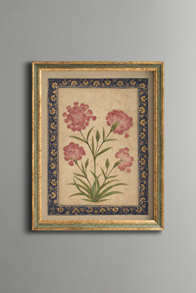 epiqart Pink Carnation Motif - Vintage Patterned Frame - Slim Model