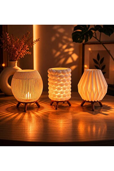 ÇETİN ASM Loş Işık Led Mum Gece Ve Masa Lambası Seti (3’lü) (Led Mum Dahildir)