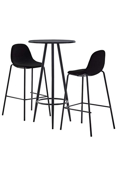 vidaxl Set mobilier de bar, 3 piese, negru, material textil