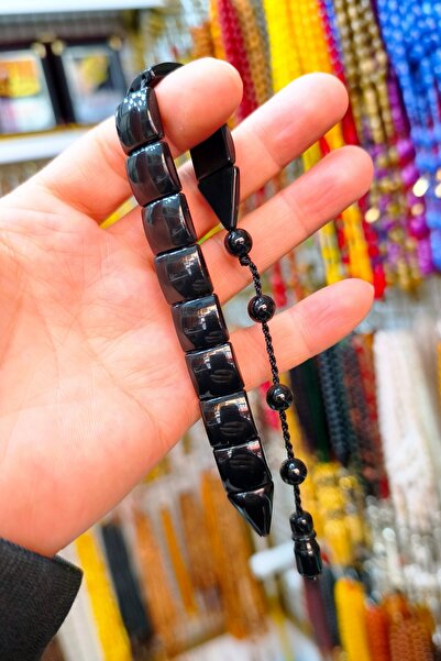 Vip Kehribar Sallamalık Balık Zaza Prayer Beads - Black Powder Amber Fish Zaz...