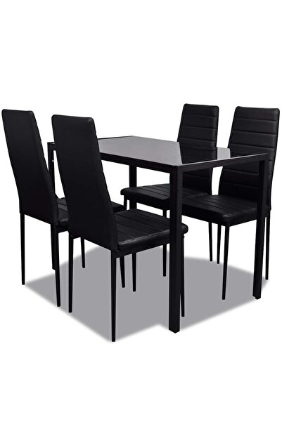 vidaxl Set mobilier de bucătărie, cinci piese, negru