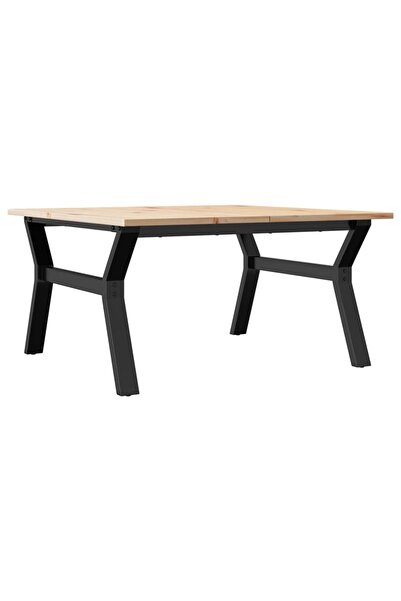 vidaxl Masă de cafea, cadru Y, 80x80x45 cm, lemn masiv pin și Oţel