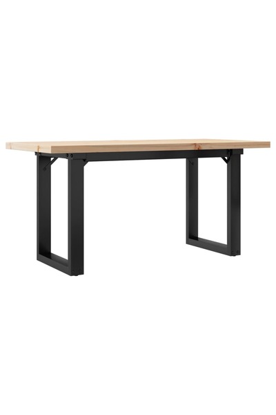 vidaxl Masă de cafea, cadru O, 90x40x45,5 cm, lemn masiv pin și Oţel