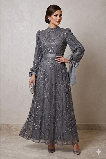 elma abone Great Evening Dress with Sequins, Pearls and Stones, Perfect for a...