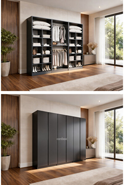 CANBAZ FURNİTURE Mira modüllü 6 MDF kapaklı %100 MDF (KURULUM DAHİL)