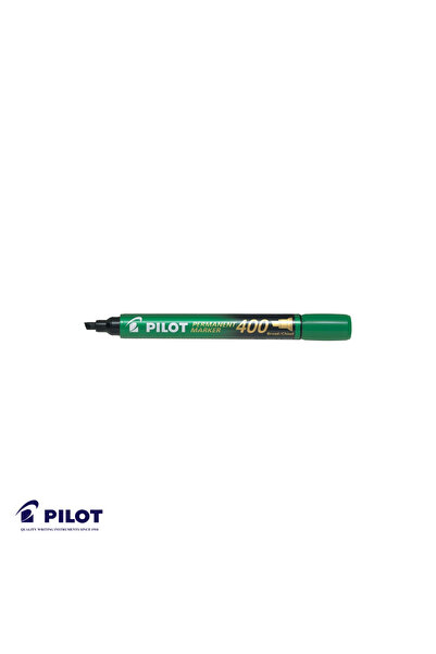 Pilot Marker permanent P400, vârf teșit de 4mm, cerneală verde, rezistent la ...