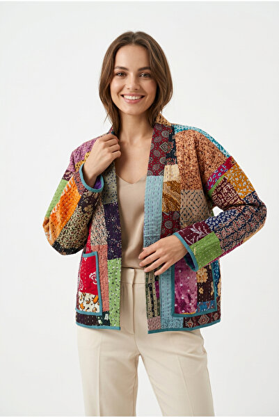 OEM Hand-stitched reversible Cotton kantha jacket One Size