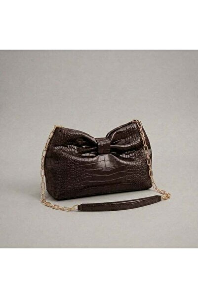 Generic Women’s Elegant Bow-Tie Handbag, Croc Leather-Look Shoulder Bag with ...