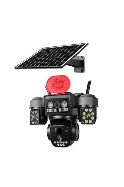 O-KAM 5220 3 Lens Siren + Mikrofon + Hoparlör Wifi Solar Güneş Panelli Kamera