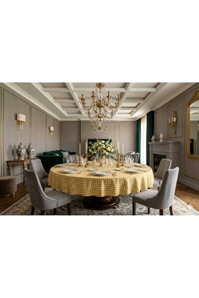 Angels' Collection Round Gingham Tablecloth