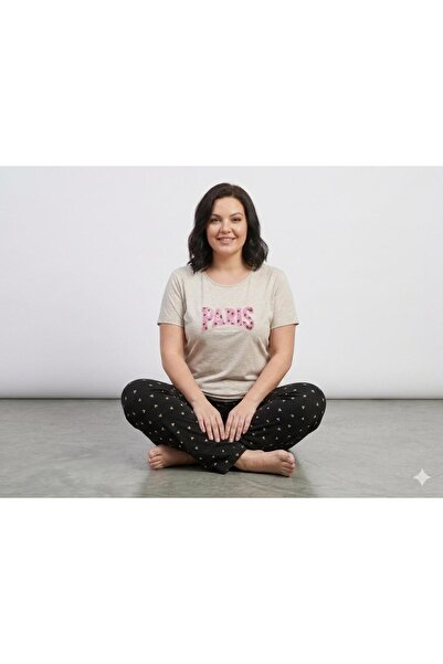 FAMES PİJAMA Yazlik Combed Women's Pajama Set