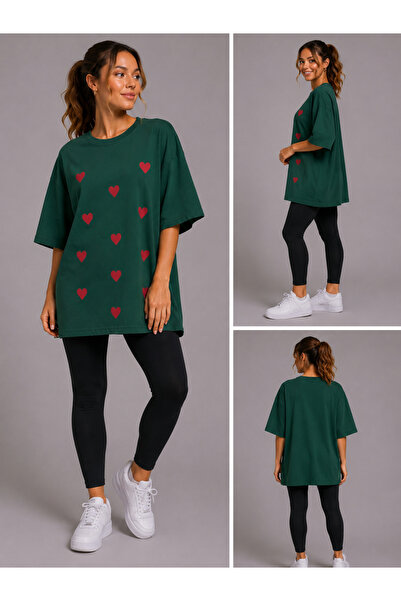 Trendline Trendy ženska bluza od tkanog materijala sa printom srca, širokih k...