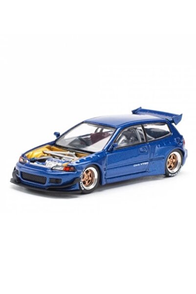 pop race 1 1:64 Honda Civic Eg6 Pandem Metallic Blue Open Hood Diecast Model ...