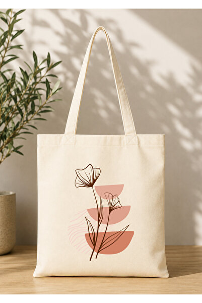 Eylül Design Vintage Boho Patterned Printed Raw Fabric Bag Organic Tote Bag