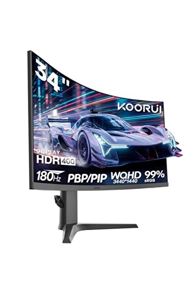 Koorui 34 inç kavisli oyun monitörü, 180Hz PC ekranı, VA HDR 400, 21:9 UltraW...
