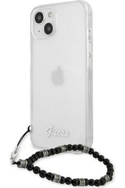 Guess Script Back Cover Plastic Transparent / Black Pearls (iPhone 13 mini) C...