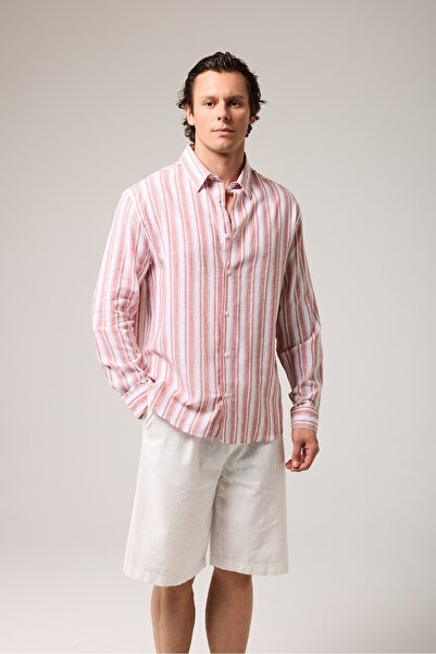 2512 Clothing Linen Regular Fit Striped Shirt