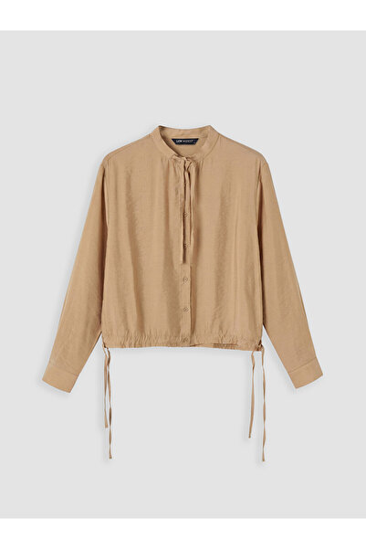LC Waikiki Lcw Modest Beige Hakim Collar Regular Fit Women's Shirt