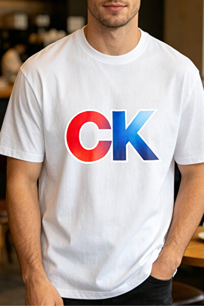 Fleck قمصان تي شيرت كاجوال للرجال بتصميم شعار CK، قمصان مطبوعة للرجال