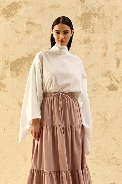 Ceylan Otantik White Organic Linen Cape Blouse