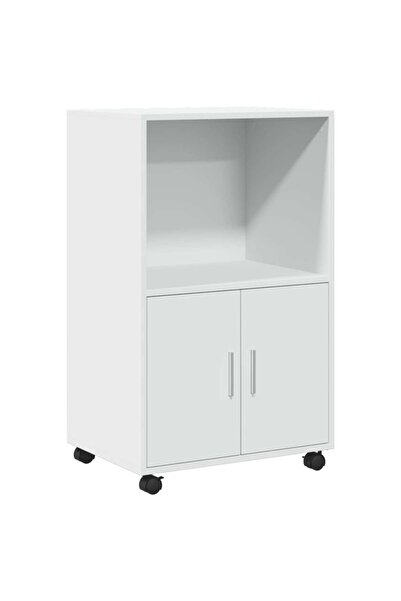 vidaxl Dulap cu roți, alb, 55x40x91 cm, lemn prelucrat