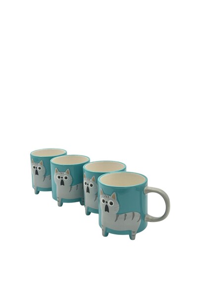 B&D Cat Footed Ceramic Mug 1PC – Adorable Raised Ceramic Coffee & Tea Mug wit...