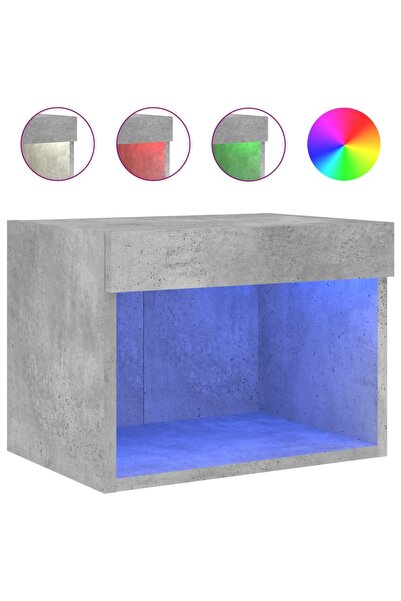 vidaxl Noptieră cu lumini LED montată pe perete, gri beton