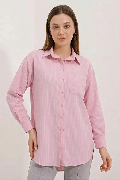 Efnaz style Women's Oversize Striped Cotton Powder Shirt