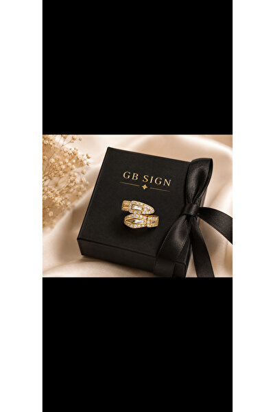 GB Sign Gold Zirkon Taşlı Ear Cuff Kıkırdak Küpe