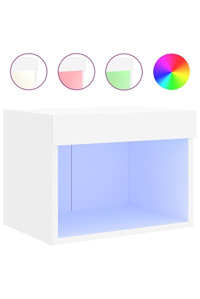 vidaxl Noptieră cu lumini LED montată pe perete, alb