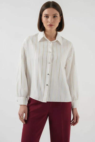Şeker Portakalım Women's Striped C.White Shirt