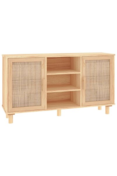 vidaxl Servantă, maro, 105x30x60 cm, lemn masiv pin și ratan