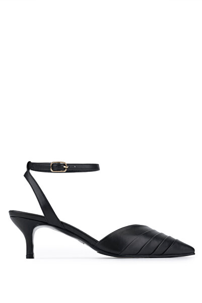 Tamer Tanca Women's Genuine Leather Black Heeled Shoes