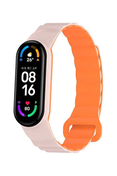 OEM Λουράκι Xiaomi Mi Band 3 4 5 6 7 Μαγνητικό Ροζ + Πορτοκαλί