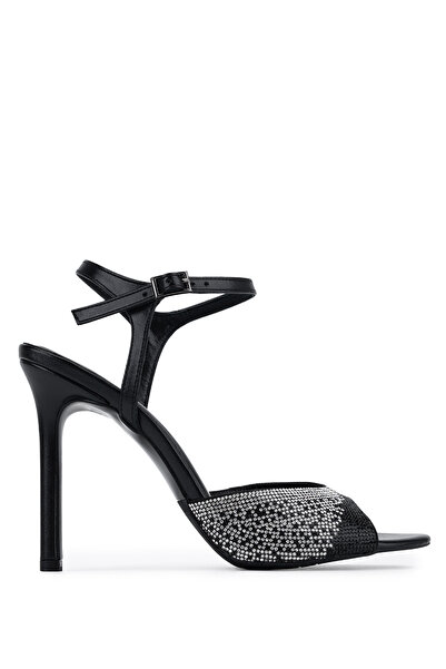 Tamer Tanca Women's Faux Leather Black Heeled Shoes