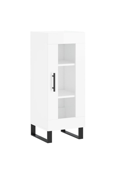 vidaxl Servantă, alb extralucios, 34,5x34x90 cm, lemn compozit