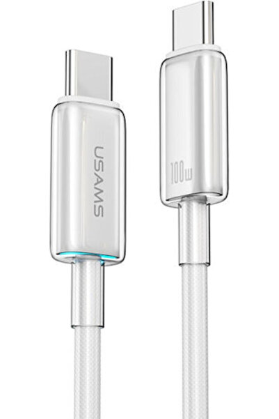 Usams US-SJ660 Πλεγμένο καλώδιο LED USB 2.0 USB-C αρσενικό σε USB-C 100W PD Λ...