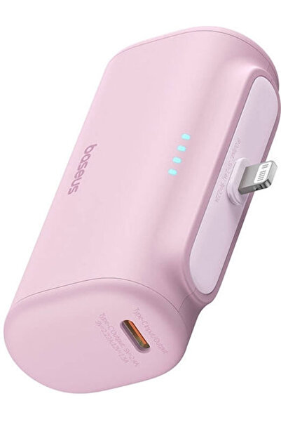 Baseus Συμπαγές Power Bank Έκδοση Lightning 5000mAh 20W με Θύρα USB-C Ροζ