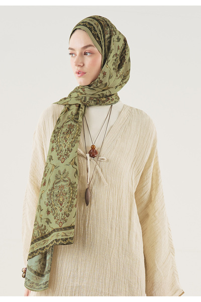 Freshscarfs Ethnic Touch Pattern Soft Viscose Shawl Green