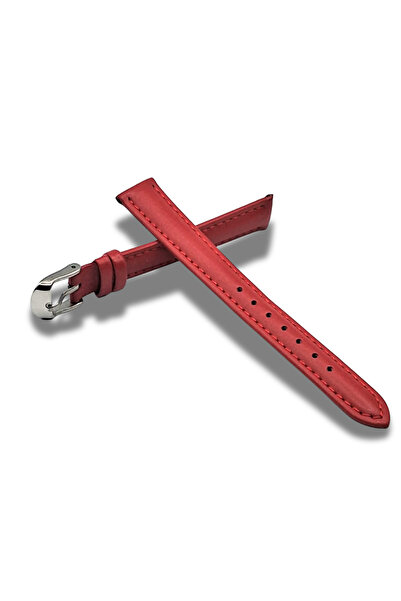 OEM Elegant Red Leather Watch Strap 12mm with Silver Buckle