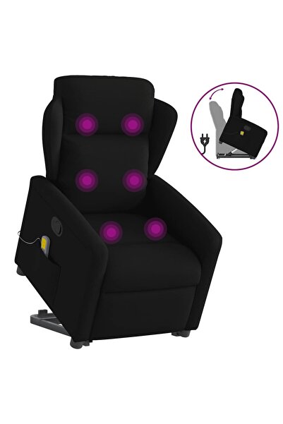 vidaxl Fotoliu rabatabil de masaj, cu ridicare, negru, material textil