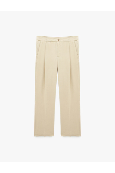 Koton Pleated Pocket Detailed Regular Fit Viscose Fabric Trousers