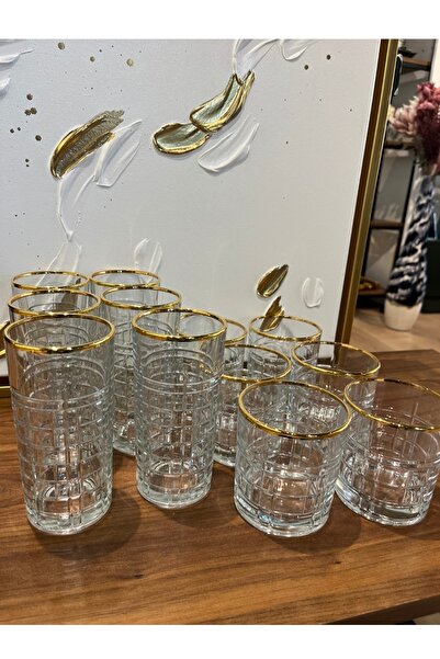 P&ORA PREMIUM KITCHEN PRODUCTS طقم أكواب مياه ومشروبات ذهبية مطلية بالذهب من ...