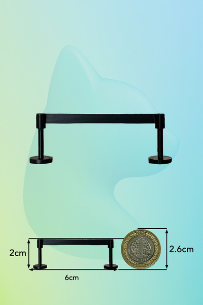 aysluka Minyatür Şerit Bariyer 6x2 cm Siyah 1 Adet, Minyatür Müze Sergi Bariy...