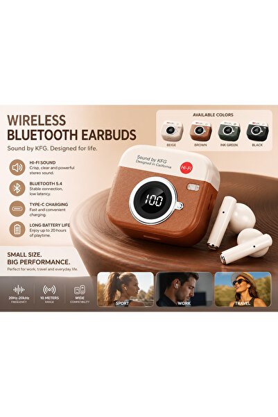 KFG Casti wireless cu izolare a zgomotului, Hi-Fi audio, In-ear Bluetooth, Fa...