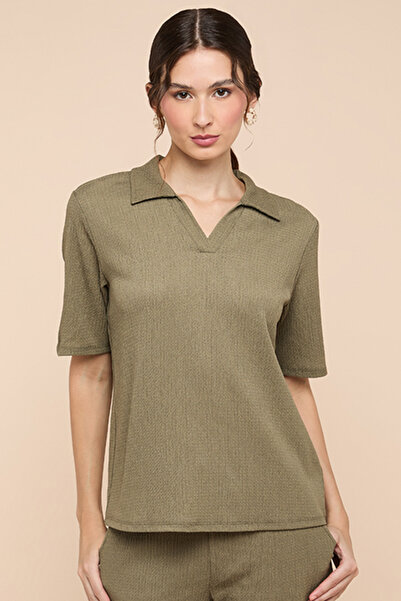 R&B Textured Polo T-Shirt with Short Sleeves