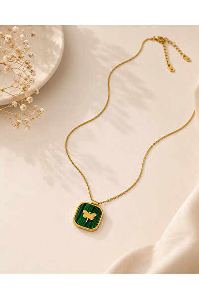 Archhazel Jewelery Malahit Stone Slother Necklace