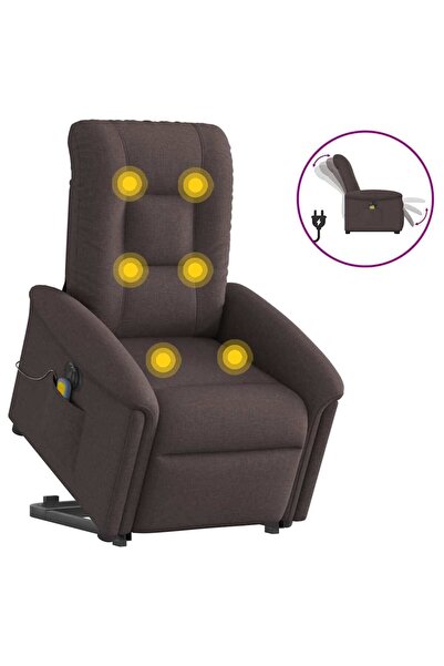 vidaxl Fotoliu electric masaj rabatabil cu ridicare maro închis textil